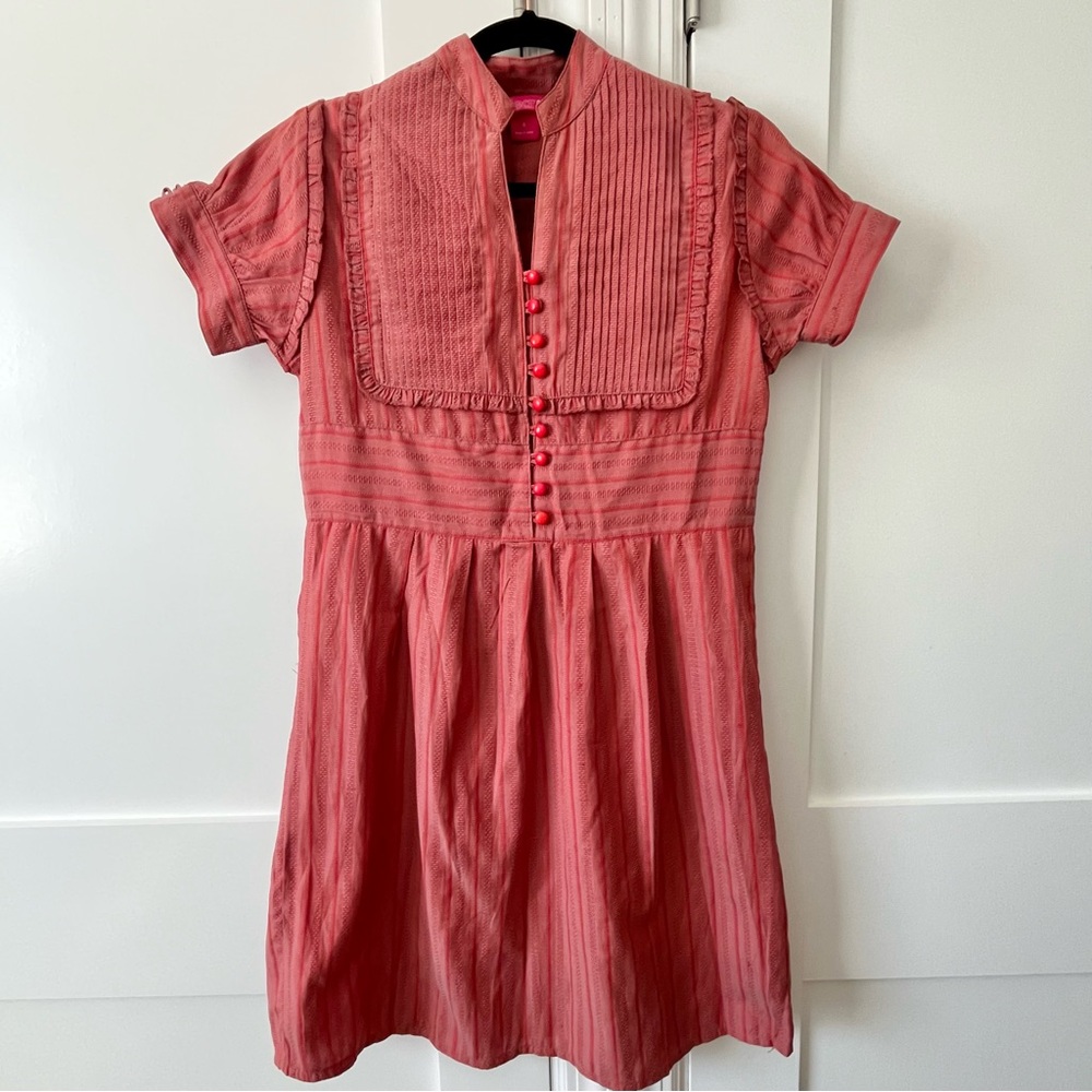 Dear AB by Amanda Bynes Y2K Prairie Pleated Monochrome Dress Red Sz 6